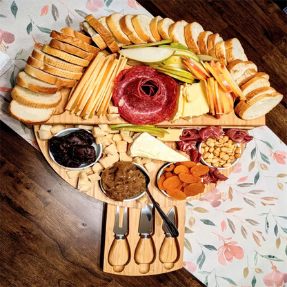 🧀2025 Swivel Cheese Board Set🔥With 4 Integrated Ceramic Bowls And 3 Piece Knife Set